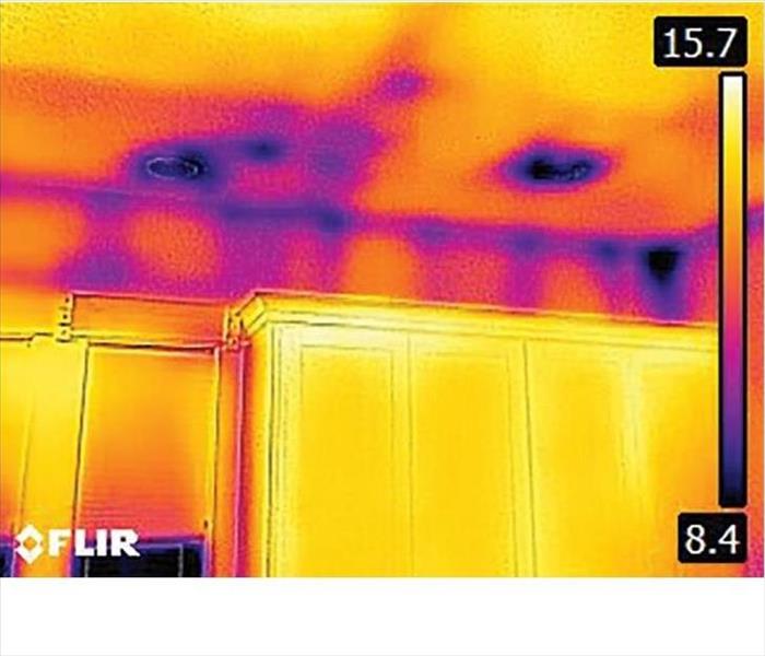 Image of moisture looking through a thermal camera