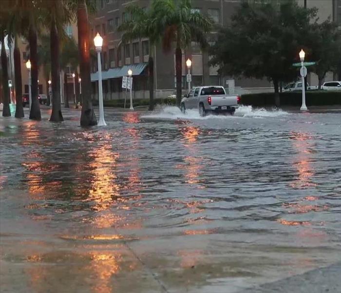 Streets over flooded with rain water