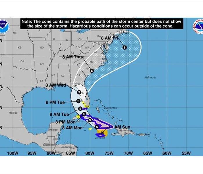 Map of Hurricane Elsa tracking towards Florida