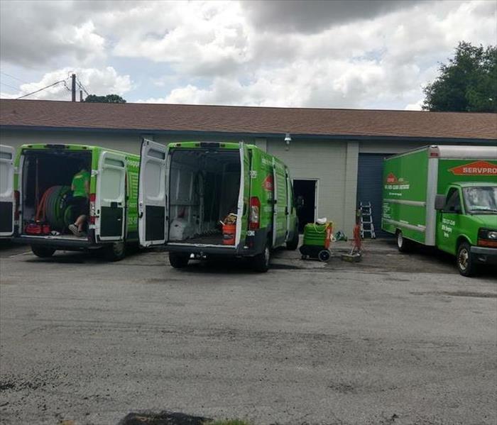 SERVPRO vehicles being readied for responding to Hurricane Laura.